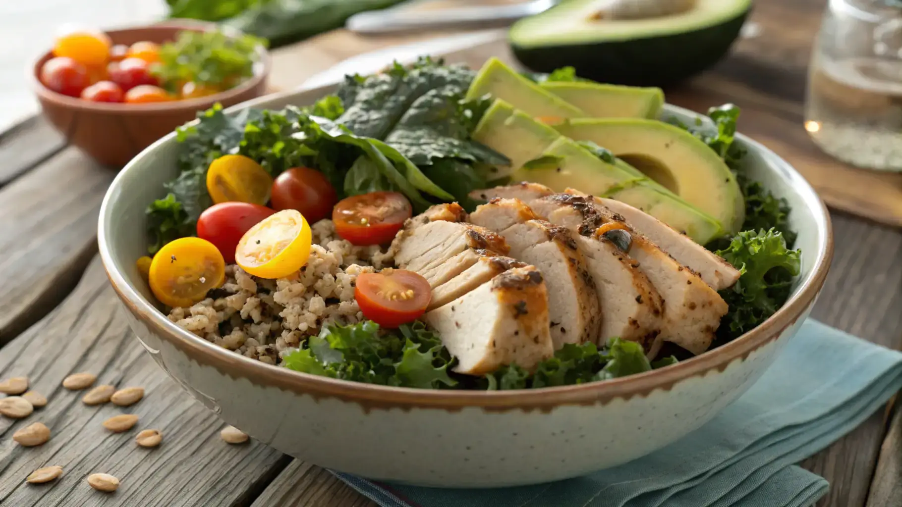 Healthy Chicken Kale Wild Rice Salad