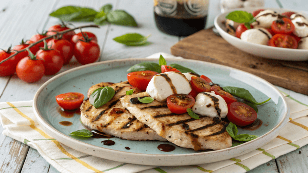 A Beautifully Arranged Plate of Grilled Chicken Caprese