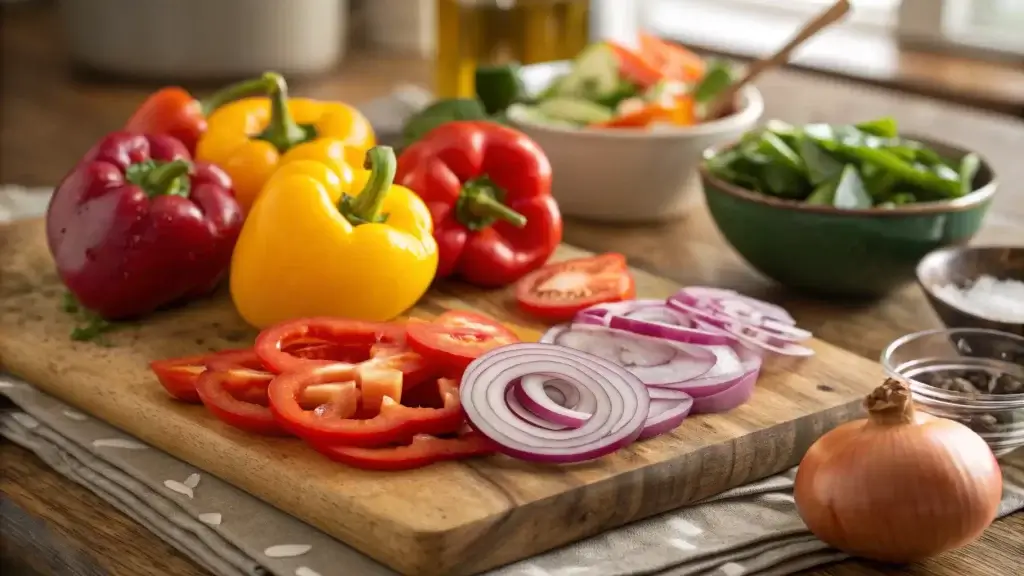 Fajita vegetables A vibrant array of fresh fajita vegetables