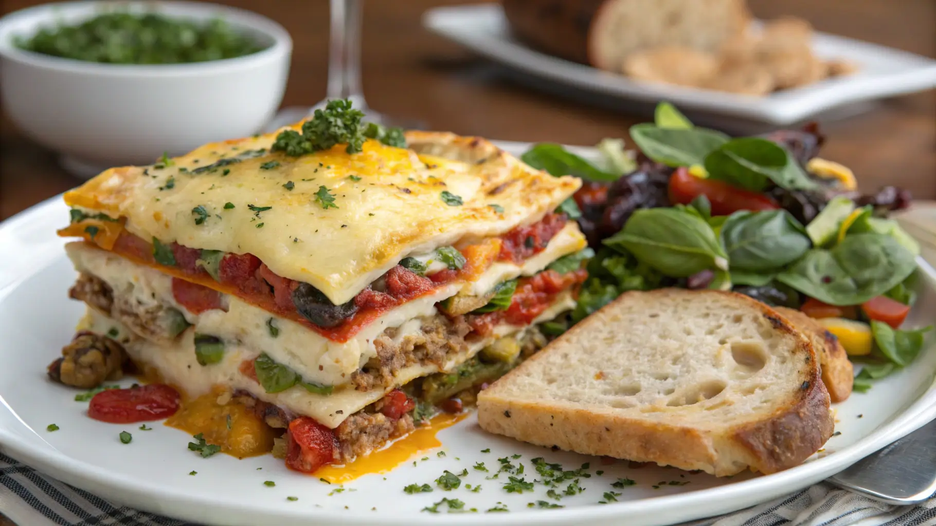 gluten-free lasagne presented on white dish