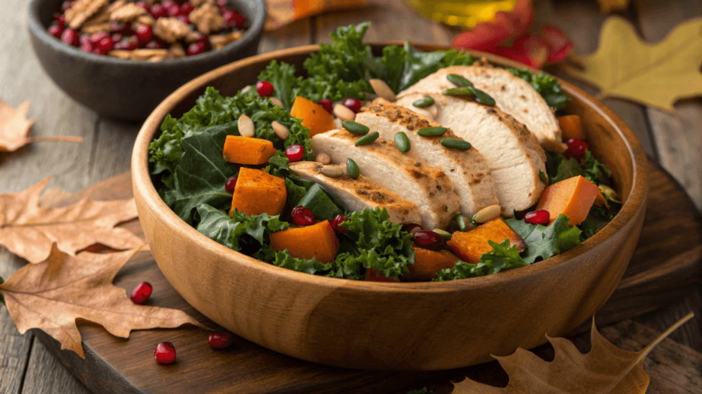 Autumn Kale Salad with Chicken