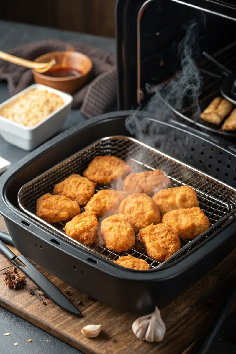 air-fried-gluteness-nuggets gluteness chicken nuggets cooking in air fryer