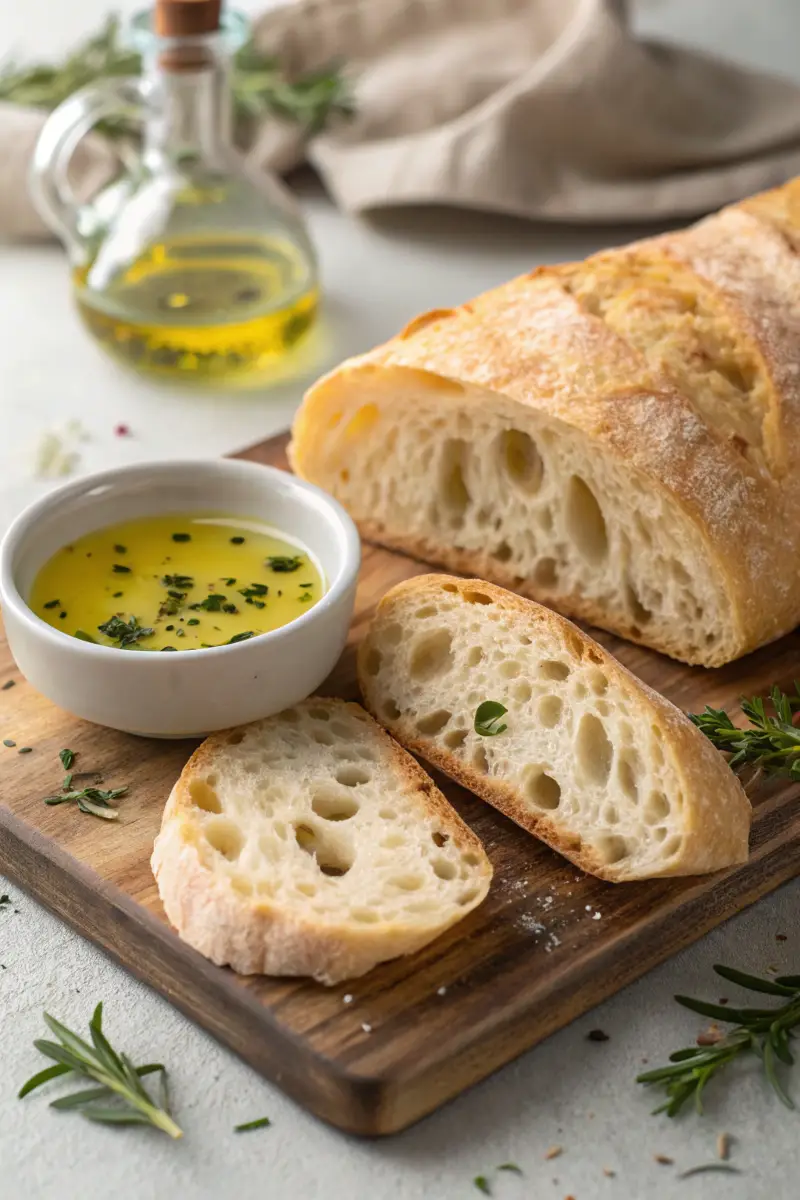 gluten-free-ciabatta-olive-oil Gluten free ciabatta bread with olive oil dip