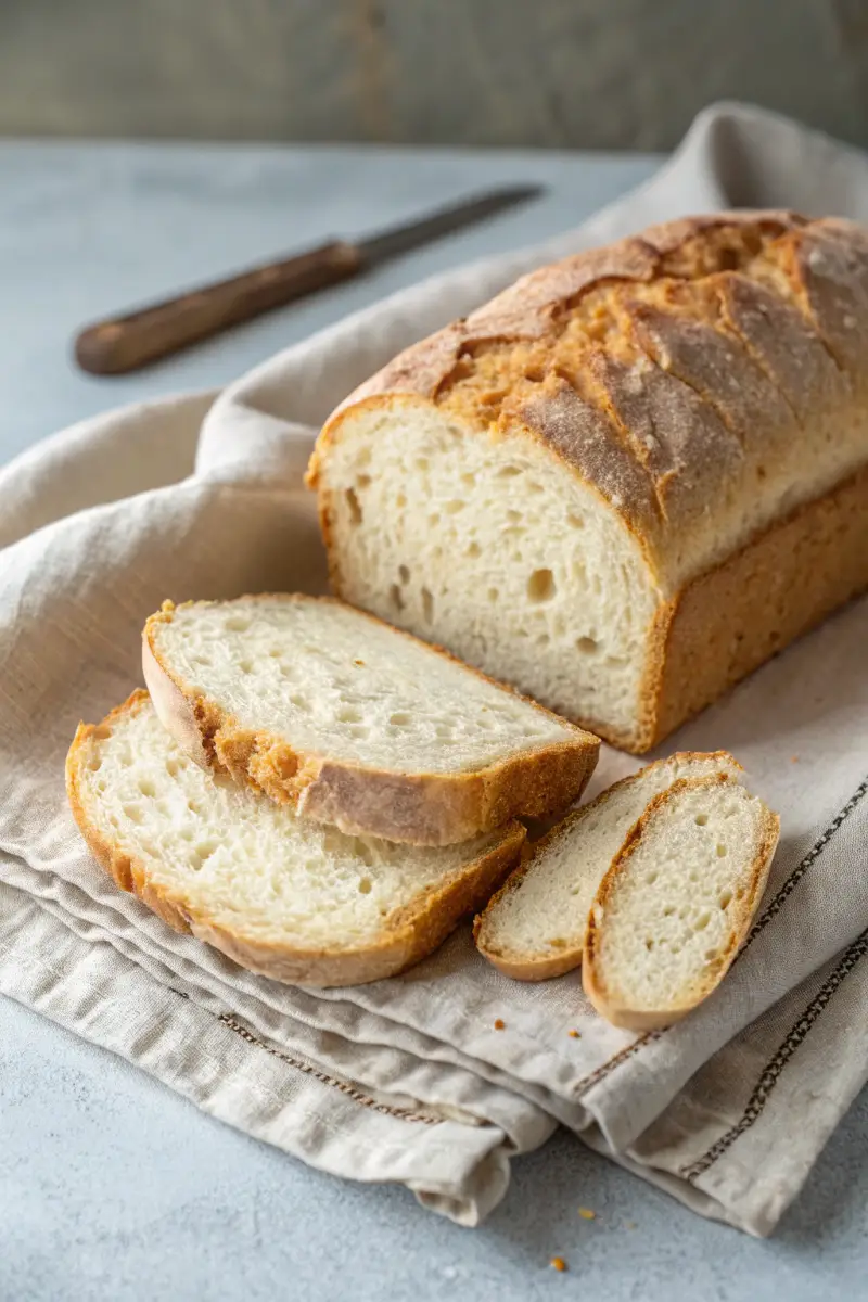 gluten-free-pane-toscano Gluten free pane toscano bread sliced on linen