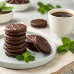 Gluten Free Thin Mints arranged on a plate with fresh mint