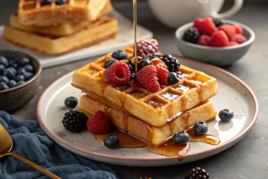 golden brown mochi waffles gluten-free breakfast