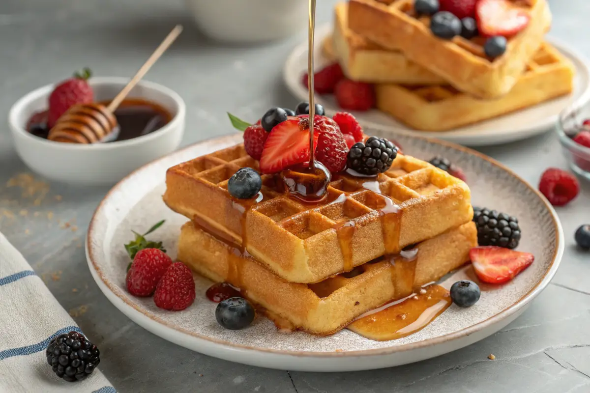 mochi-waffles-breakfast-served golden brown mochi waffles gluten-free breakfast served