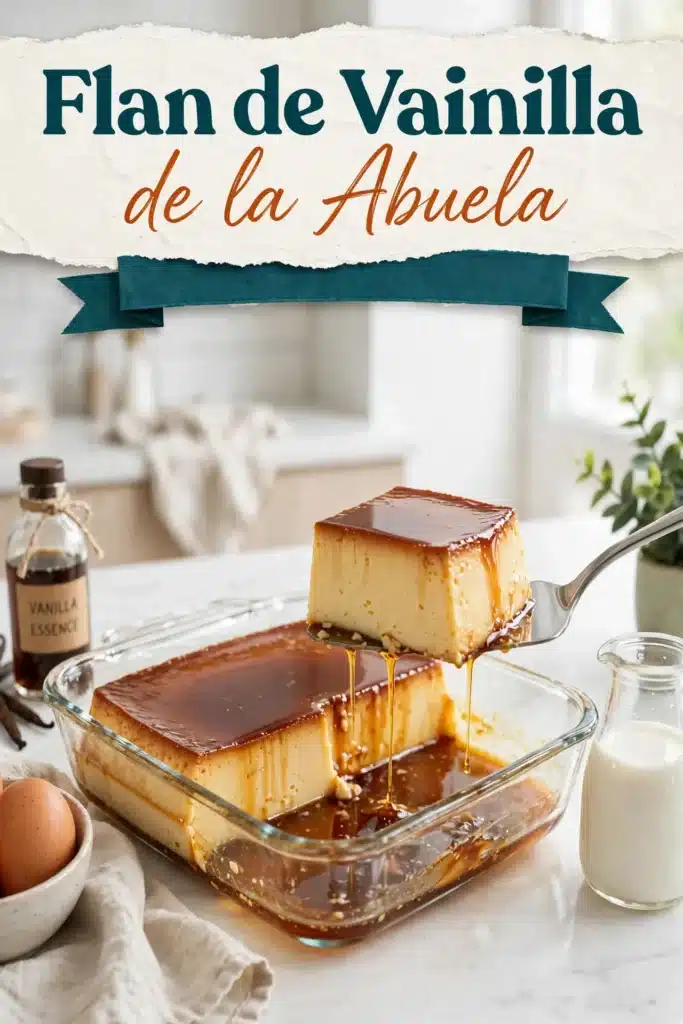 Flan de Vainilla de la Abuela casero, cremoso y con caramelo