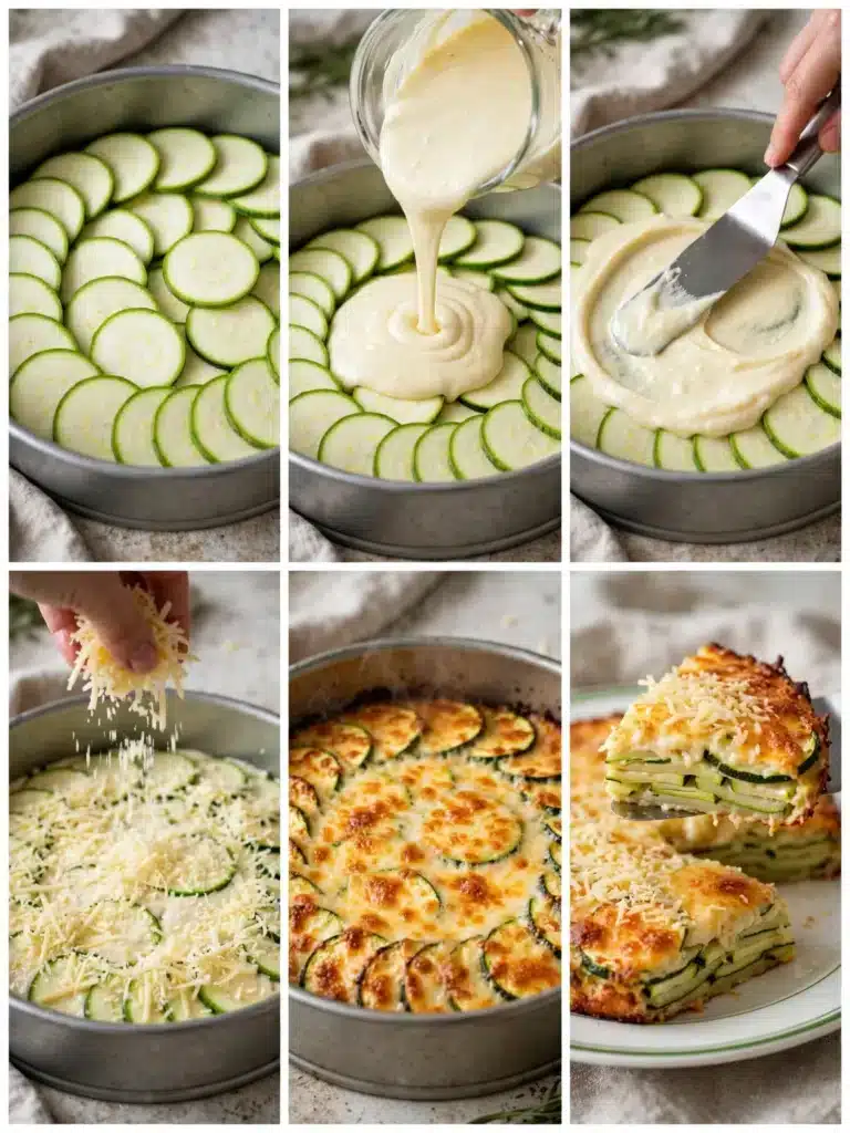Pasos para preparar Tarta salada de calabacín, desde preparar la masa hasta hornear la tarta dorada